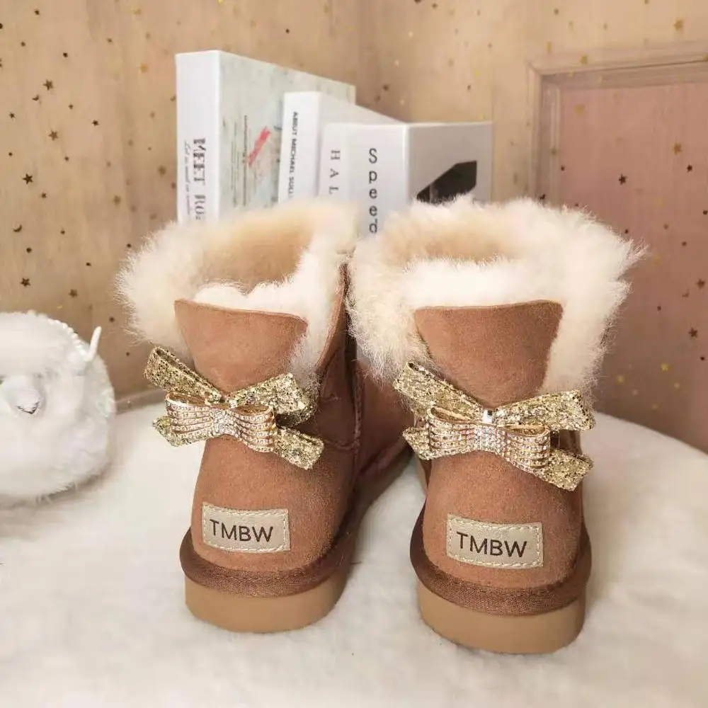 Г., обувь из натуральной шерсти женские классические зимние ботинки женские ботинки из натуральной овечьей кожи обувь наивысшего качества - Цвет: chestnut