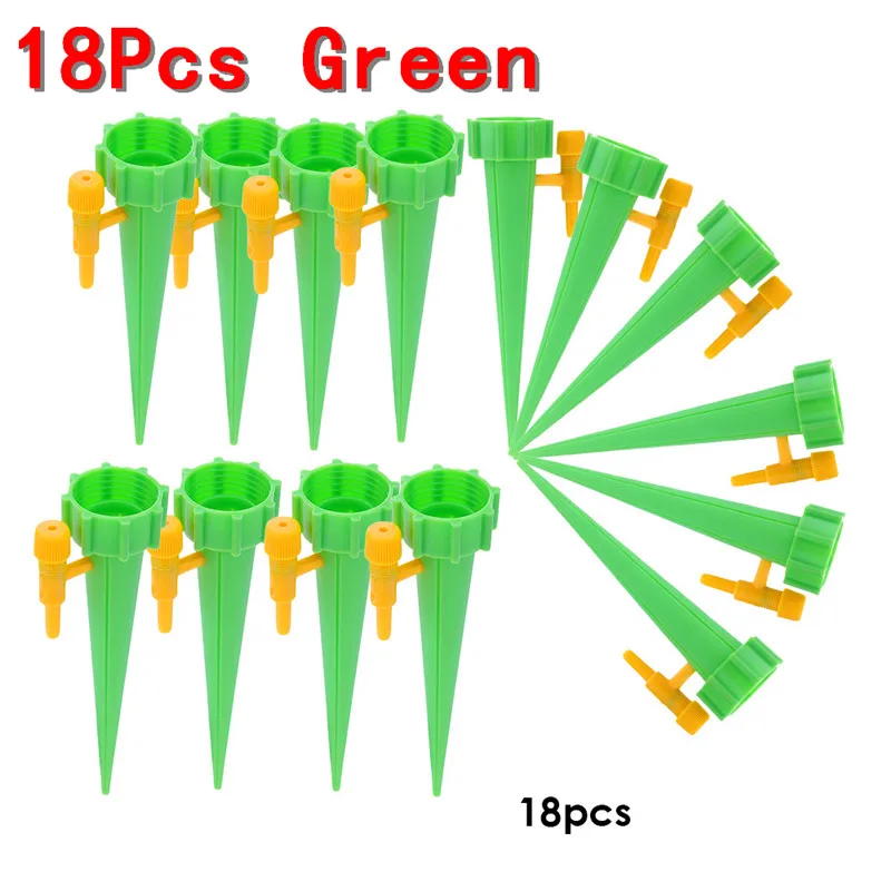 18Pcs Green 18 шт./компл. Авто капельный полив системы автоматические поливатели инструмент с острым выступом для растений цветок Крытый бытовой полив капельный полив капельный полив для комнатных растений - Цвет: 18Pcs Green