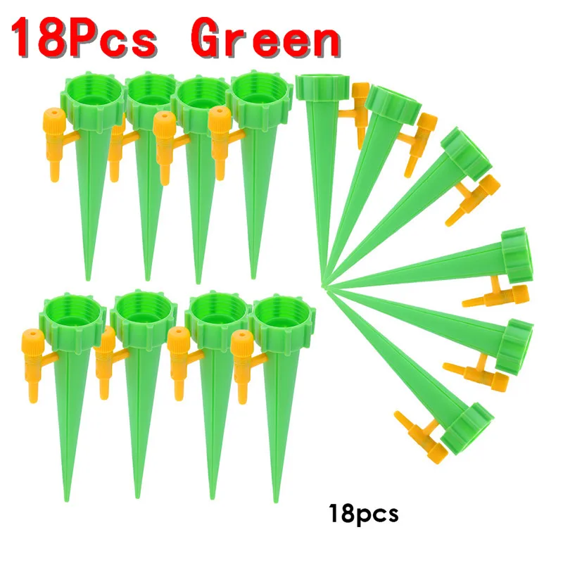 18 шт./компл. Авто капельный полив системы автоматические поливатели инструмент с острым выступом для растений цветок Крытый бытовой полив капельный полив капельный полив для комнатных растений - Цвет: 18Pcs Green