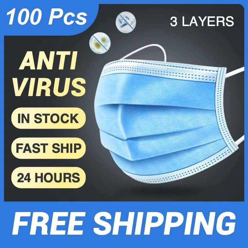 

10/30/50/100pcs Disposable Medical Face Mouth Masks Unisex Protective Mask Breathable Dust proof Anti-Virus Health Prevent Masks