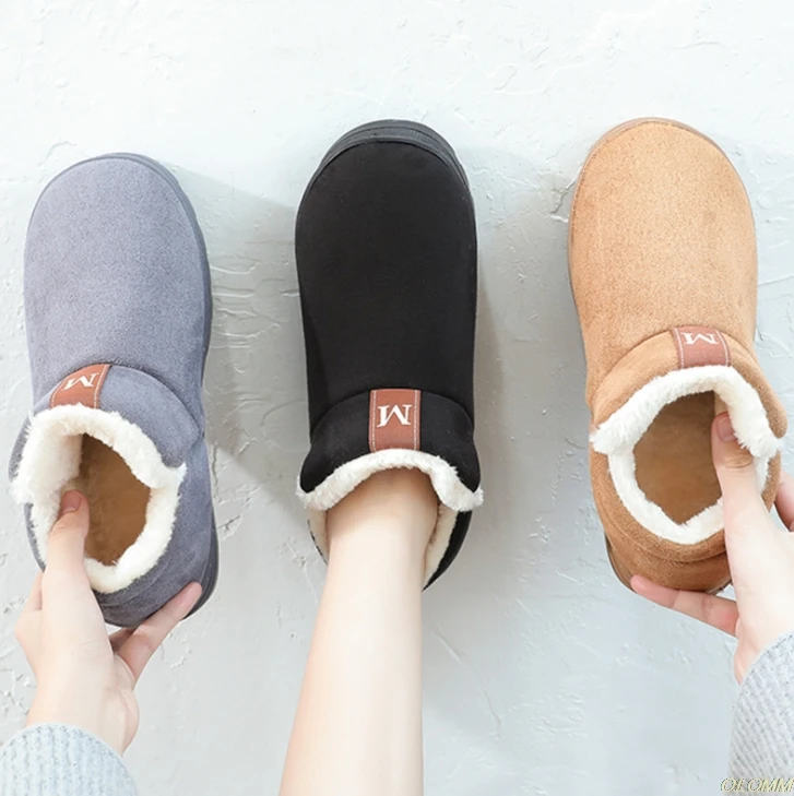 

Slippers For Women Furry Slides Warm Winter Home Slippers Indoor Flats Shoes Ladies Furry Plush Couple Slippers Pantuflas Mujer