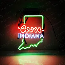 Coors светильник, подарок Индиана, неоновые вывески, Настоящая стеклянная трубка, Открытый пивной бар, паб, домашний декор для девочек, вечерние, 14x9