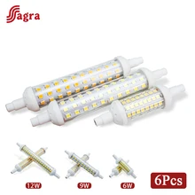 

6pcs/lot R7S LED 78mm 118mm 135mm R7S Spotlight 6W 9W12W AC 220V Lamp Bulb Ceramics Tube Replace 30W 50W 100W Halogen Lamp Light