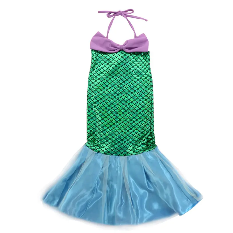 Платье Русалочки для девочек; детская одежда Ариэль; нарядный костюм морской принцессы; карнавальный костюм на Хэллоуин для дочери - Цвет: Mermaid Dress D