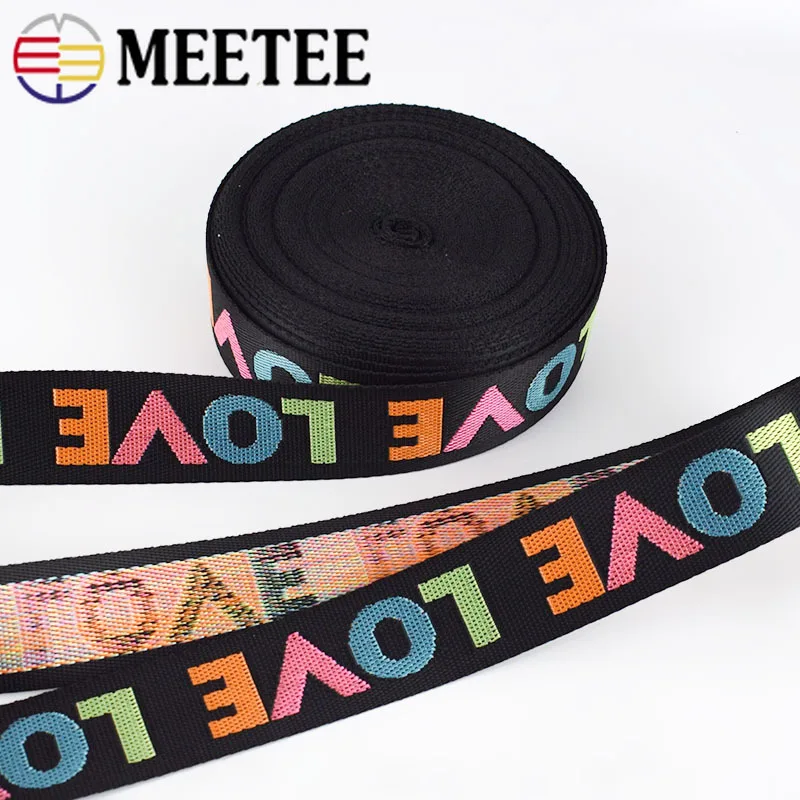 Meetee 8yards 25/38mm Width Nylon Jacquard Webbing Tape Ribbon LOVE Belt DIY Bag Shoulder Strap Garment Decor Sew Accessories|Тесьма| |