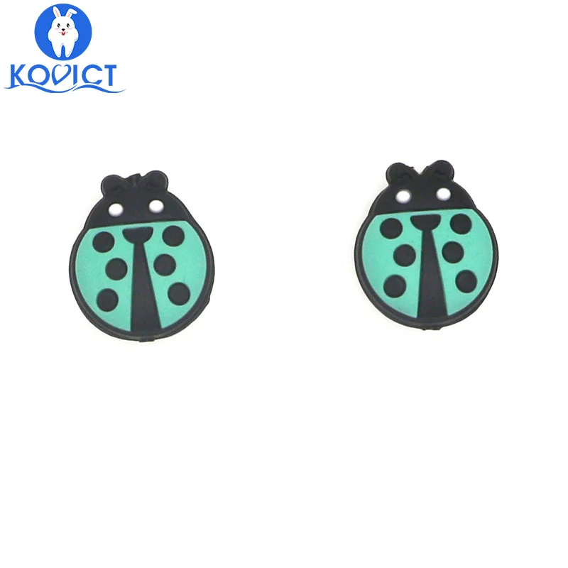 Kovict 5 шт. Мультяшные Мини Божья коровка Форма Силиконовые Бусины DIY прорезывание зубов Уход за зубами BPA бесплатно для зубов - Цвет: 5pcs Green