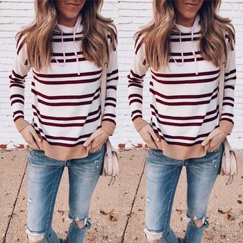 

Spring Autumn Sweater Women Stripe Turtleneck Fashion Stitching Color Sweaters Mujer Patchwork High Collar Sweater Top Blouse