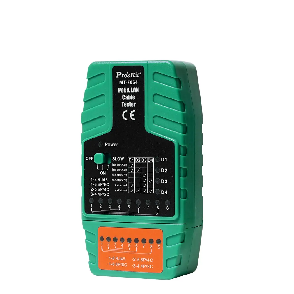 Тестер кабеля Pro'sKit 2 в 1 MT-7064 PoE и LAN для тестера RJ11/RJ12/RJ45 PoE-IEEE 802 3 af/at standard Midspan/Endspan |