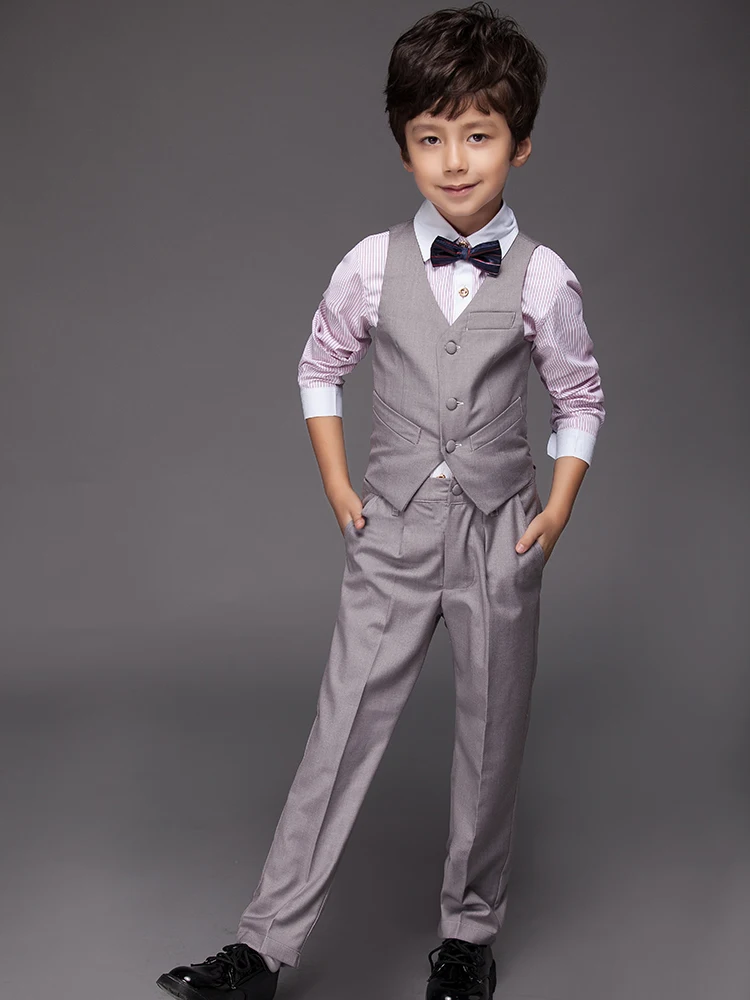 YuanLu костюмы для мальчиков Серый Блейзер 4 предмета, детская одежда для свадебной вечеринки, платье для мальчиков детские костюмы(от 2 до 14 лет
