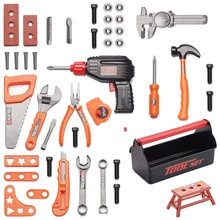 42 шт дети Моделирование Ремонт Инструменты для ремонта комплект ролевая игра электродрели слесарные набор инструментов для обучения инженерный деревянный пазл Игрушки для мальчиков