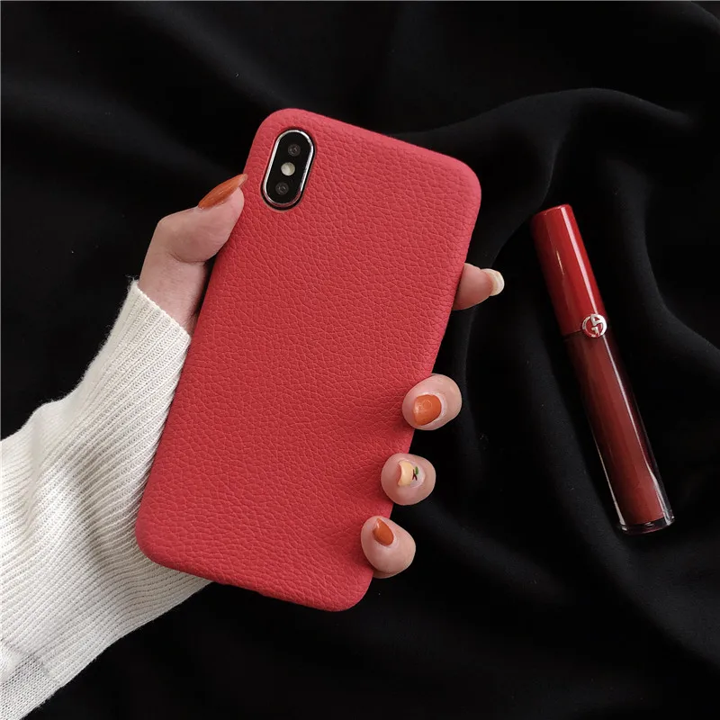 Однотонный чехол для iPhone XS MAX XR X, чехлы для телефонов ярких цветов для iPhone 7, 6, 6 S, 8 Plus, мягкое кожанное покрытие, чехол для чехла - Цвет: Красный