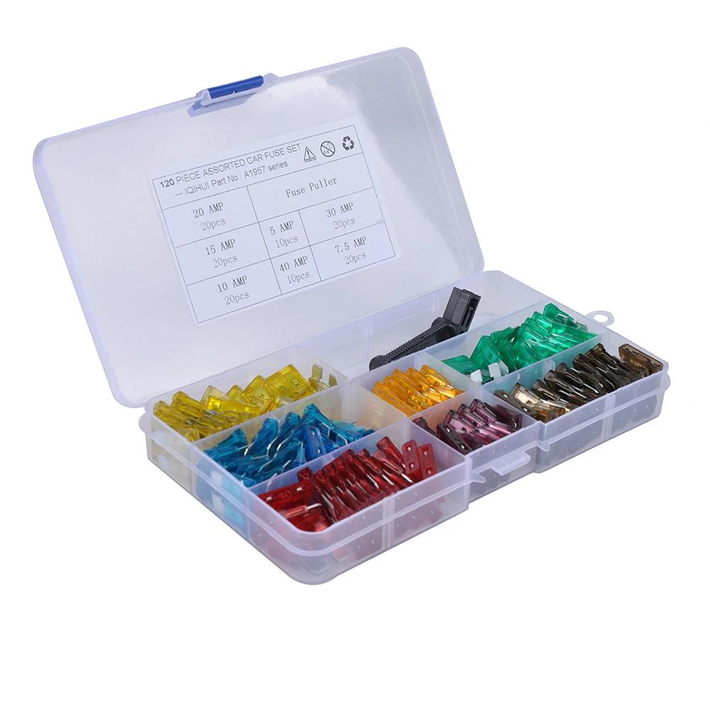 120 шт стандартный лопастной лодочный Мини авто ассорти с коробкой экстрактор аксессуары грузовик универсальный подходит Смешанная цепь цинковый предохранитель набор