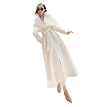 Женское шерстяное пальто с толстым меховым воротником, новинка года, S-2XL, большие размеры, однотонная Модная тонкая парка, пальто, feminina JD553