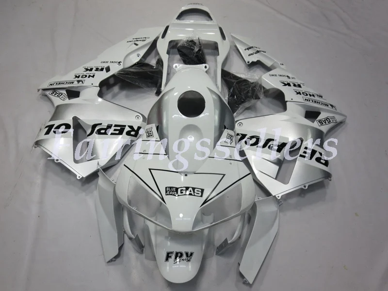 White Silver Repsol Топ(литьевая форма) ABS мотоцикл полный комплект обтекателя Подходит для Honda CBR600RR F5 2004 2003 обтекатели набор Белый Серебряный Repsol - Цвет: White Silver Repsol