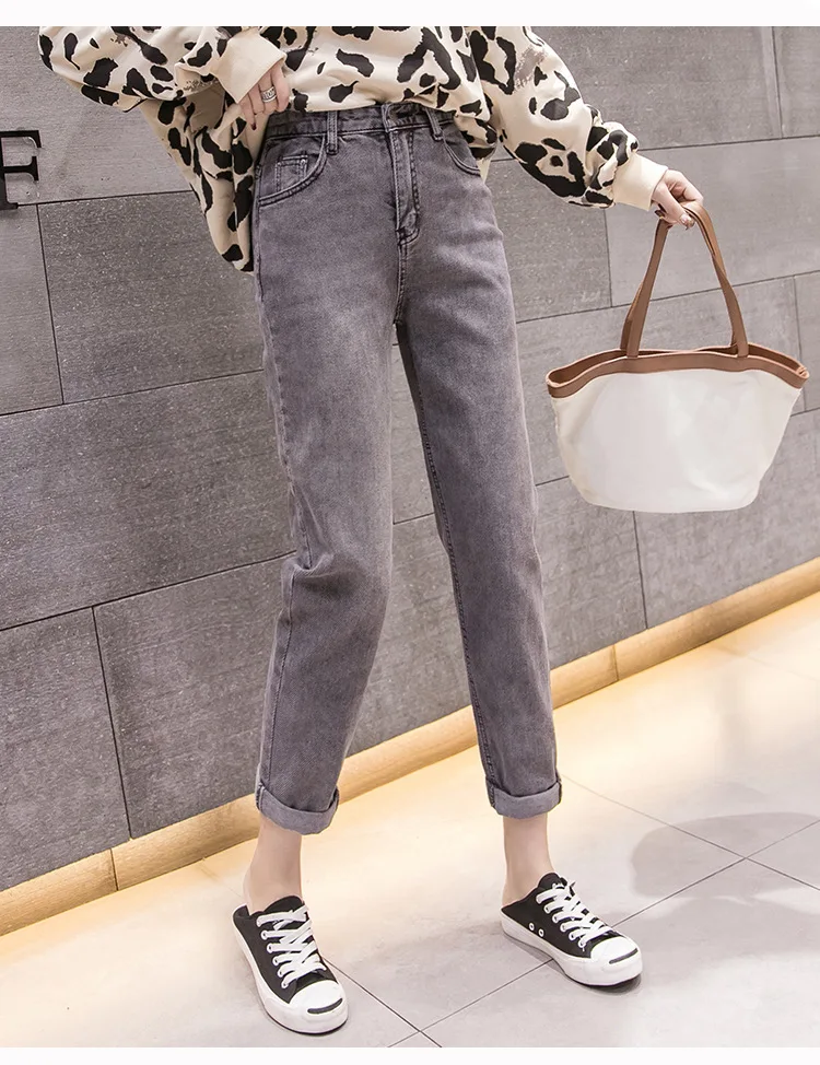 Новинка года. Стильные универсальные прямые женские джинсы свободного кроя в Корейском стиле с высокой талией для фотосессии