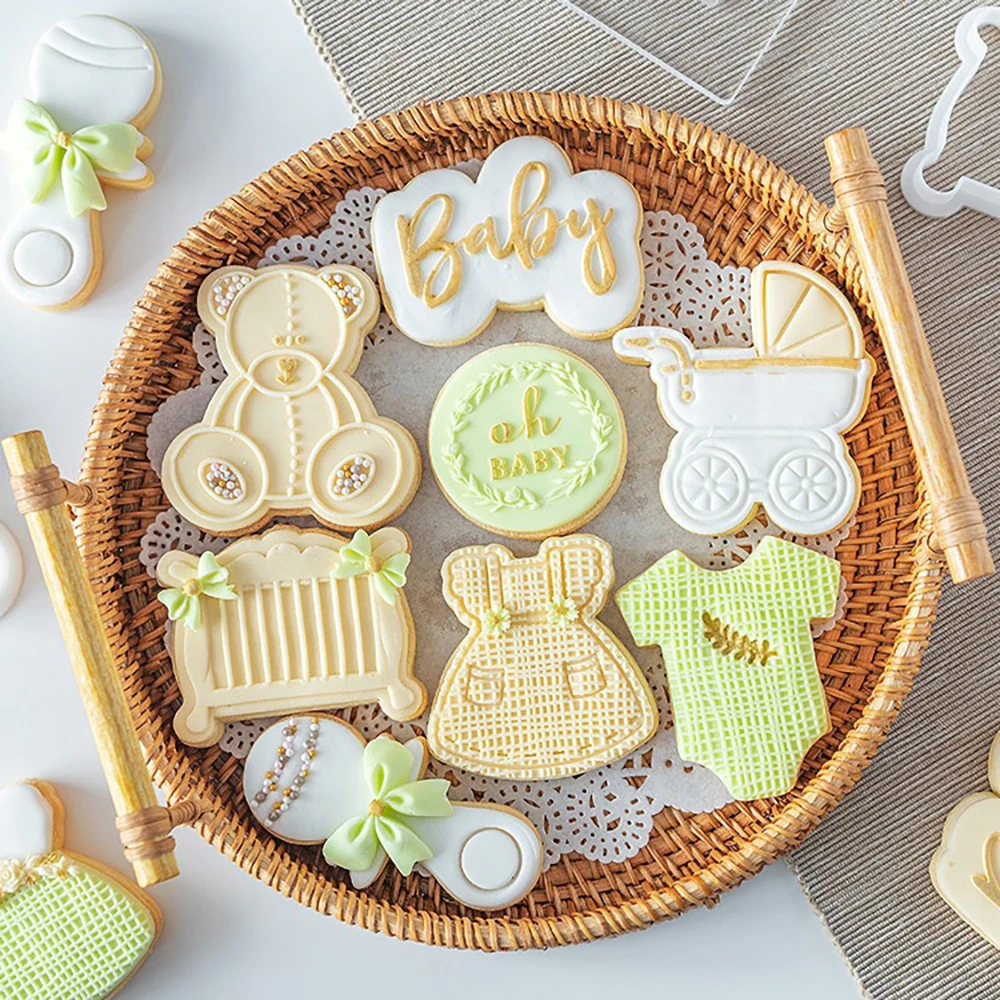 Description Picture 2 of itemBaby Shower Cake Decorating Tools Cookie Press Stamp Embosser Biscuit Cutter Fondant Sugarcraft Cookie Cutters Mold Cake Mould