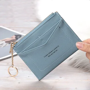 

New Creative Fresh Coin Purse Custom Multi-Card Clips Short Ladies Wallet multi-function card bag folding Holder Bag Soild