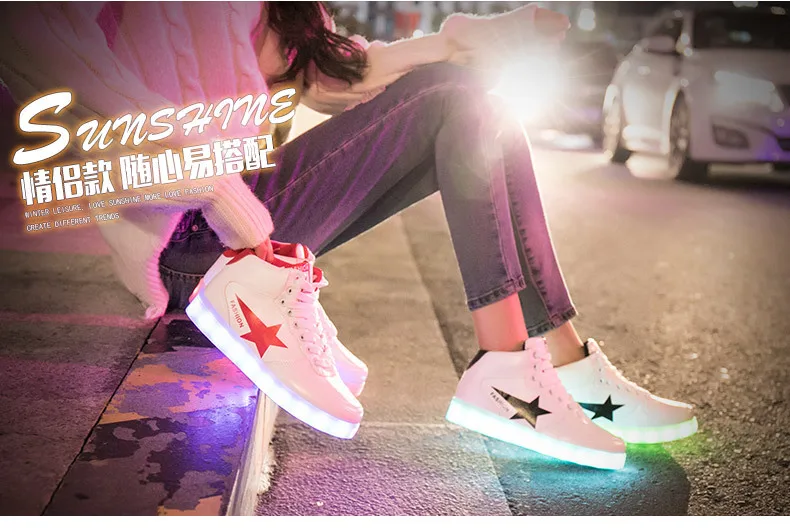 Size 35-44 Mens & Womens Luminous Sneakers with Light Up sole USB Charging Glowing LED Shoes for Children Sneakers With Lights