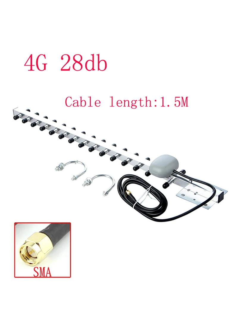 XW04004 4G 28dBi/2,5G 25dbi WiFi антенна с высоким коэффициентом усиления наружная антенна Yagi RP-SMA усилитель-модем RG58 1,5 м кабель - Цвет: XW04004