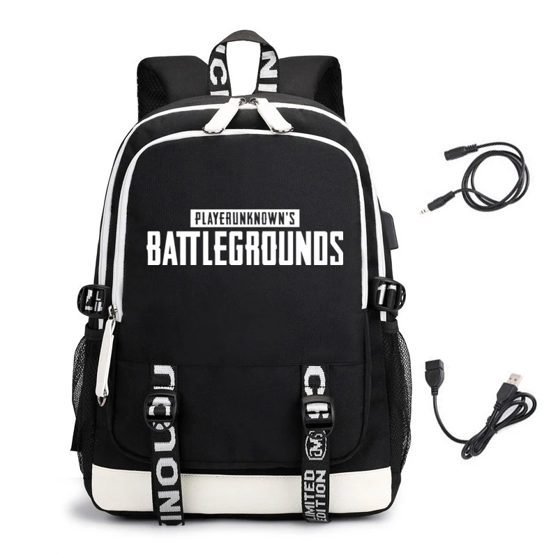 Playerunknown's Battlegrounds рюкзак мужской с принтом PUBG Студенческая Школьная Сумка Женский Повседневный дорожный рюкзак для ноутбука с зарядкой USB - Цвет: Black 02