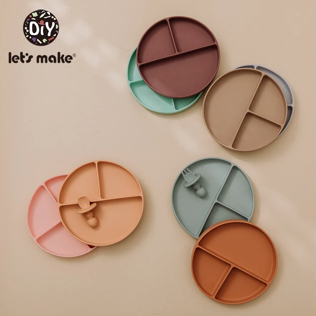 Let'S Make Baby Tableware Silicone Plate Free BPA Food Grade Suction Tray Anti-slip Gift Children Products Baby Kids Dinner Plat
