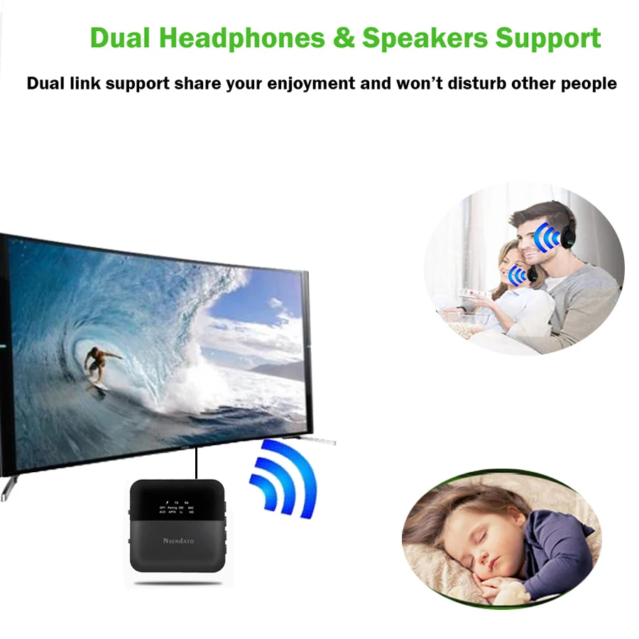 3.5mm HD Wireless BT5.0 Audio transmitter receiver CSR8675 Wireless aptx audio Auto on Adapter for tv car aptX HD LL Low Latency