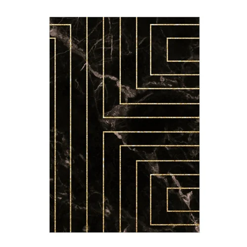 Carpet1 Модные мраморные коврики для гостиной, современный Золотой Полосатый Черный Мраморный домашний декор, напольный коврик для спальни, прикроватные Нескользящие ковры - Цвет: Carpet1