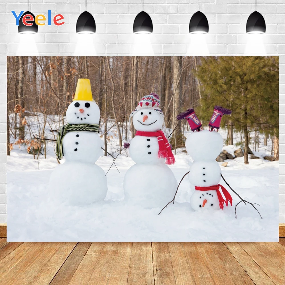 

Yeele Christmas Party Forest Backgrounds For Photography Winter Snow Snowman Gift Baby Newborn Portrait Photo Backdrop Photocall