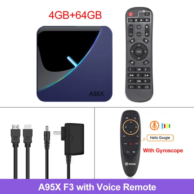 A95X F3 RGB Light TV Box Android 9.0 Amlogic S905X3 Smart TV Box H.265 8K 60fps Netflix Youtube Plex Media Player A95XF3 X3 - Цвет: 4G 64G G10 Voice