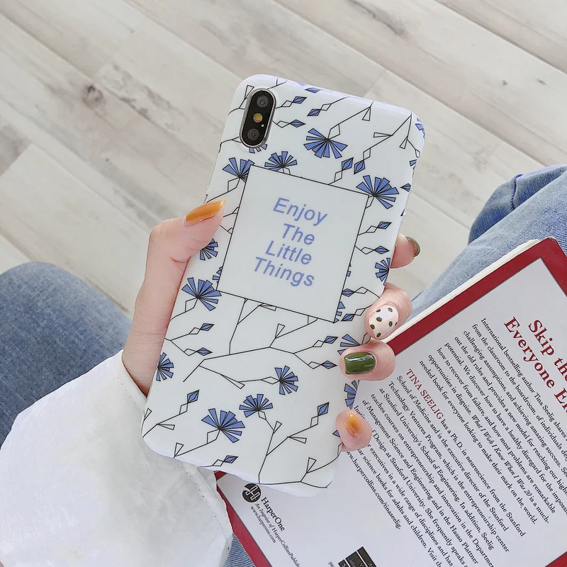 

Abstract Blue Flower Case For iPhone XR Xs Max X XS 6S 6 7 Plus Fashion Art Case for iPhone 7 7Plus Back Cover Silicone Fudas