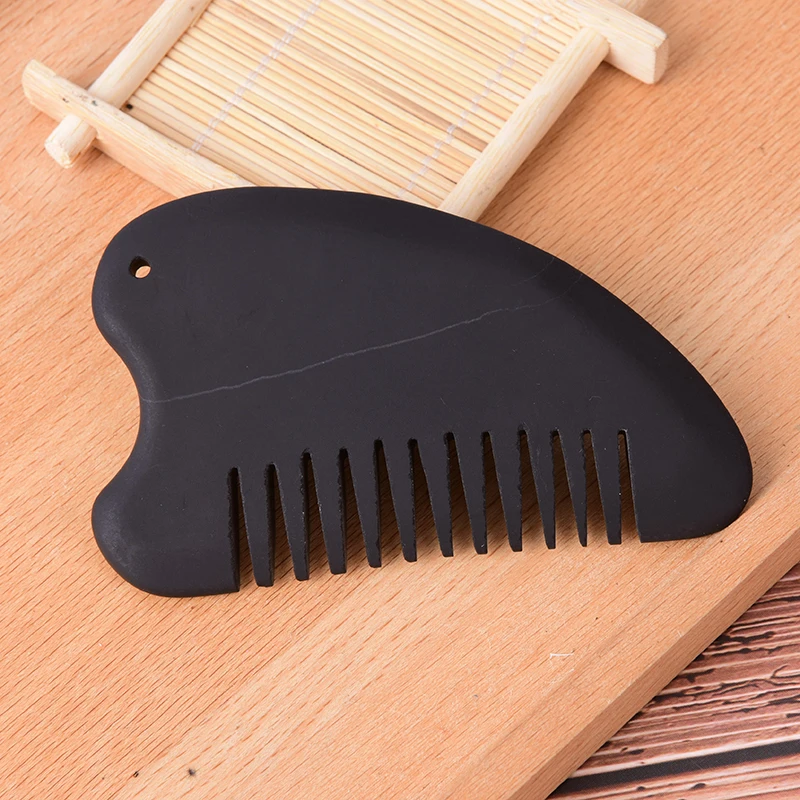 1PCS Guasha Comb Energy Gua Sha Board Acupuncture Massage Relaxation Tool No Static Health Care Hair Brush Black Bian Stone