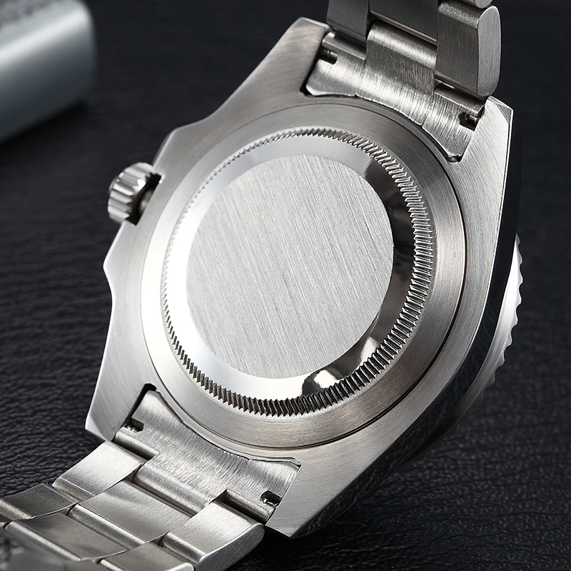 Parnis 40mm preto azul bezel relógios mecânicos
