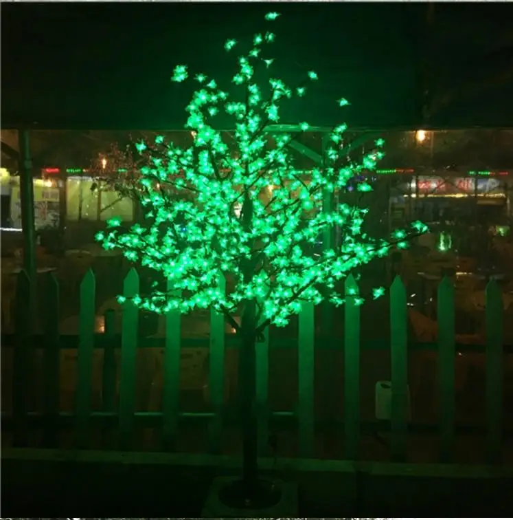 Светодиодный Рождественский светильник с искусственным цветком вишни, высота 2 м, 1152 футов, 110 шт., светодиодный, В переменного тока, непромокаемый, сказочный, садовый декор - Цвет: Зеленый