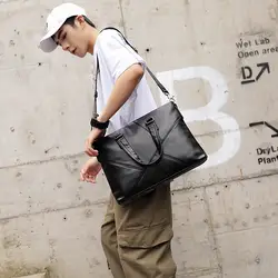 Мужская сумка для отдыха в Корейском стиле с несколькими карманами, Мужская Горизонтальная кожаная сумка, портфель