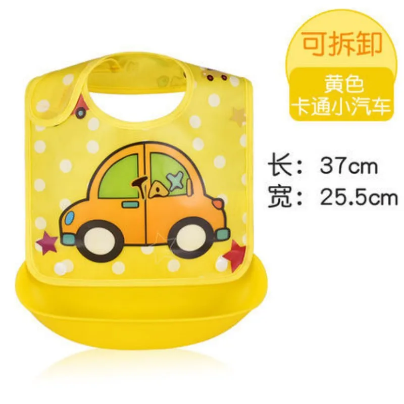 Security Cartoon Print Baby Bibs Boys Girls Bib Waterproof Soft Silicone Kids Burp Cloth Children Bib Feeding Bib with Pocket baby essential 