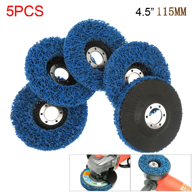 1pc or 5pcs 115mm Poly Paint Rust Remover Clean Angle Grinder Discs Strip Blue 