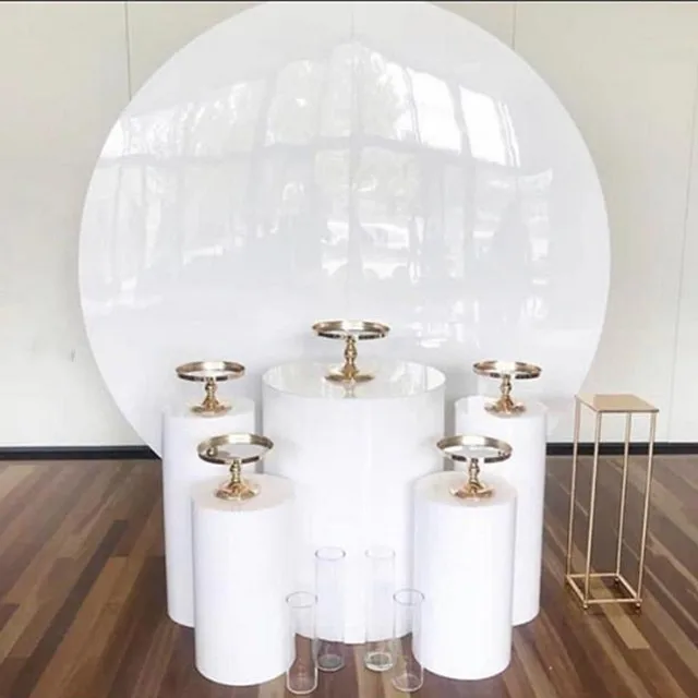No big circle)5pcs/set)wedding pedestal gold baby shower backdrop white mental columns for cakes Baby stands yudao343 | Дом и сад