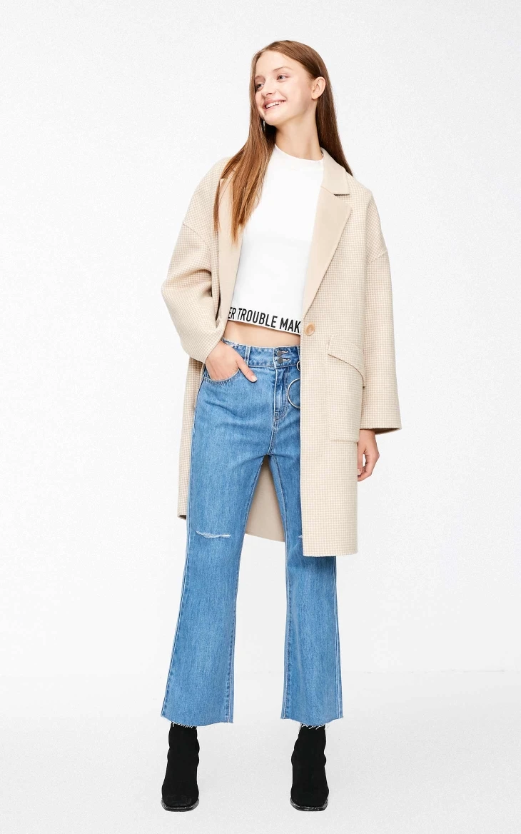 Vero Moda женское осеннее новое длинное шерстяное пальто в ломаную клетку | 318327543