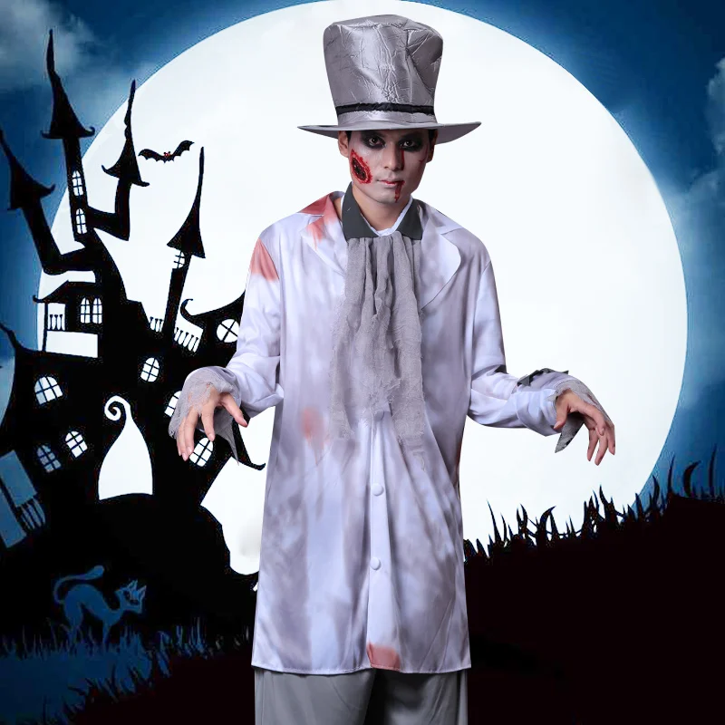 Мужской Женский карнавальный наряд Disfraces набор для Хэллоуина бар вечерние Косплей Призрак невесты и костюм жениха Rave одежда BL2716
