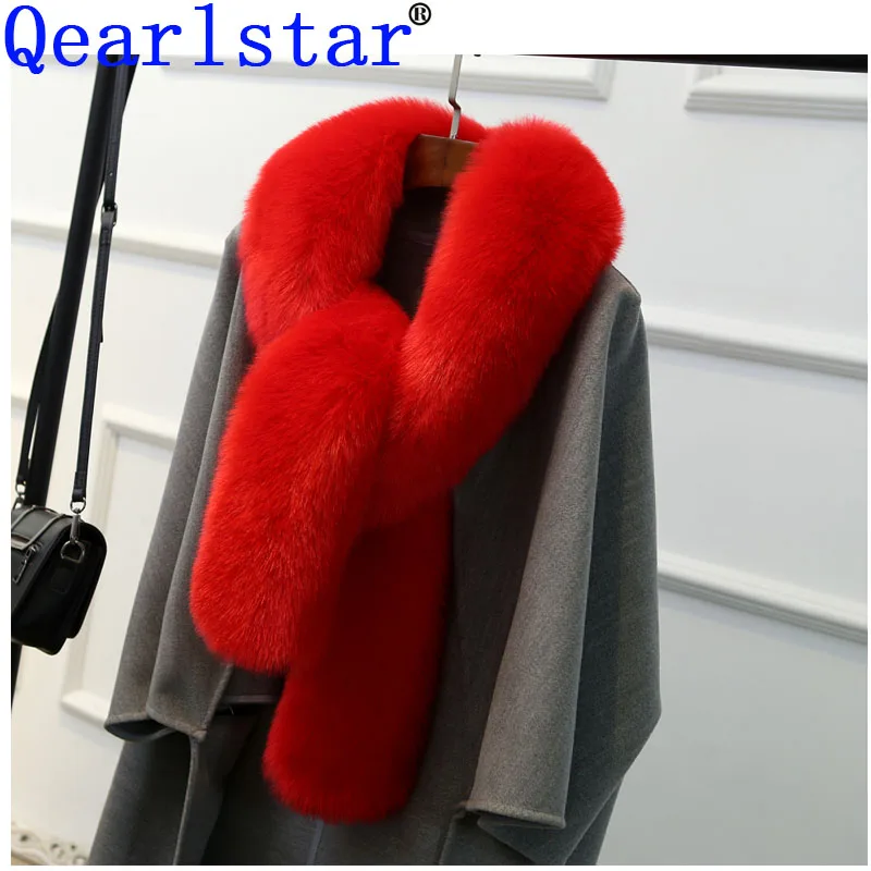 Qearlstar супер роскошные женские длинные меховые шарфы 180*10 см двухсторонние пушистые кашне дамские модные вечерние накидки для косплея FY25