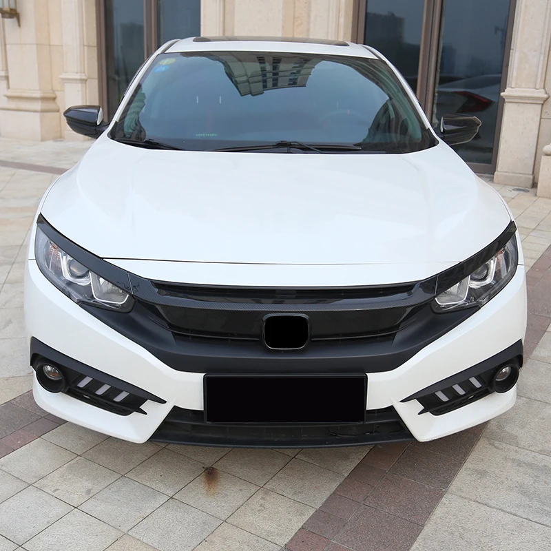 Гонки Грили черный ABS пластик автомобиля сетки передний капот решетка для Honda civic 10th с липкой