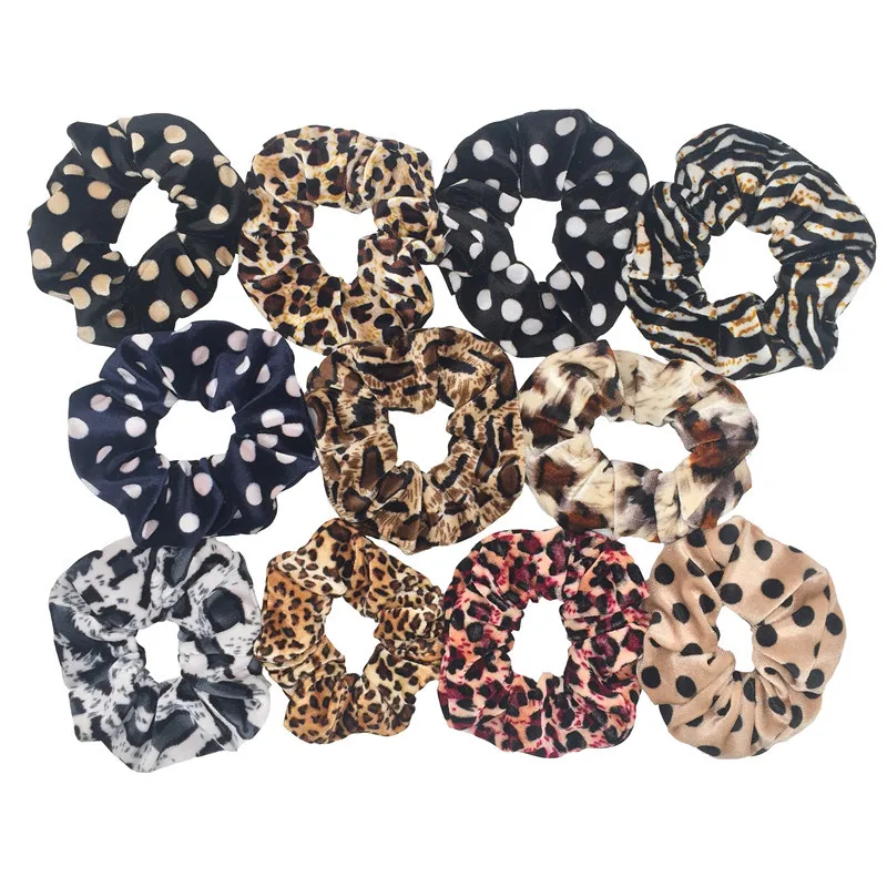 types of hair clips Scrunchies Set Hair Accessories Velvet Chiffon ties band Sequins organza Ponytail Holder Headwear No Crease Leopard Solid  10pcs hair band for ladies