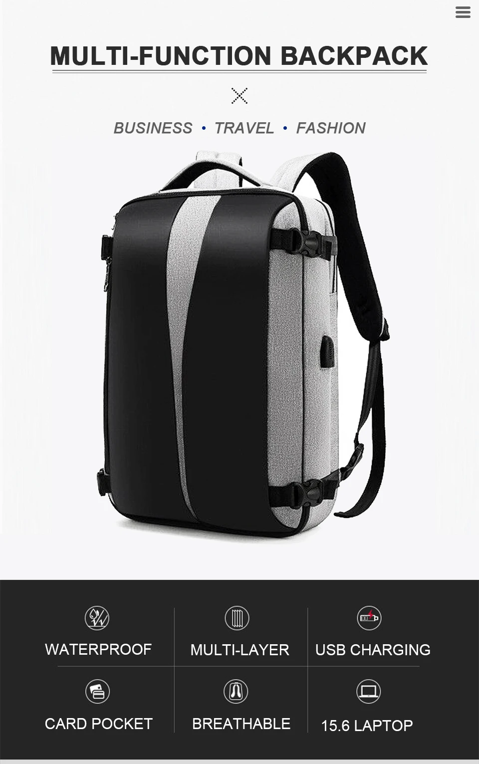 Рюкзак для ноутбука 15,6 дюймов Противоугонная мужская задняя упаковка блокнот сумка мужская деловая дорожная сумка водонепроницаемый usb зарядка школьный рюкзак