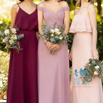 

Bridesmaid Dresses Empire vestido fiesta largo 2020 Chiffon Purple robe de soiree longue mariage