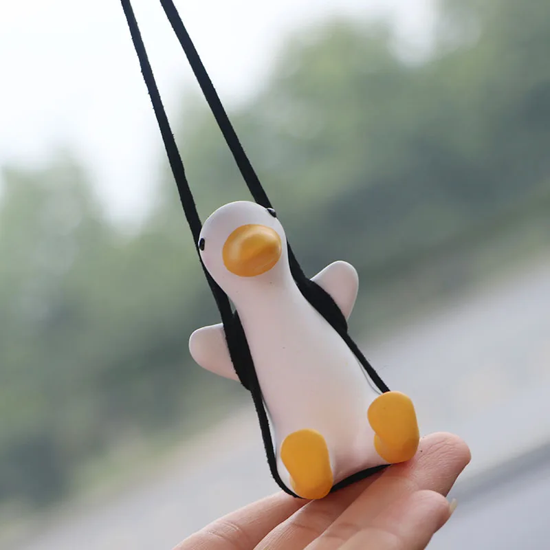 Gypsum Cute Anime Car Accessorie Swing Duck Pendant Auto Rearview Mirror Ornaments Birthday Gift Auto Decoraction Car Fragrance