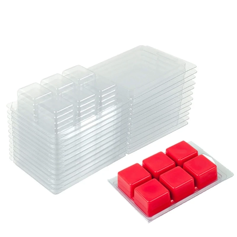A cera do derretimento de 50 pces 25 pces molda o quadrado, 6 bandeja plástica clara do cubo da cavidade para a vela-fatura & o sabão