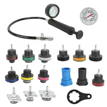 

18Pcs Universal Car Water Tank Leak Tester Cooling System Tester Tool Kit automotive brake fluid tester