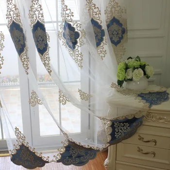 

High-end Luxury European Style Is Suitable Window Screening for Living Room Dining Room White Velvet Window Screen Embroidered