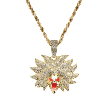 

Hip Hop Jewelry High Quality Iced Out Brass Micro Pave with 5A CZ Diamond Hip-hop Dragon Ball Cartoon Character Pendant Necklace