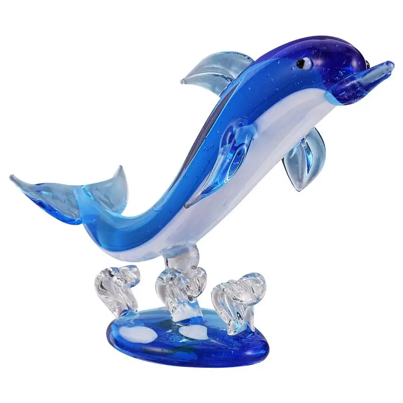 Crystal Dolphin Ornament Animal Figurine Desktop Home Decor Fish